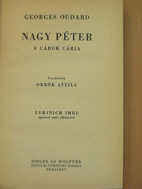 Georges Oudard - Nagy Péter [antikvár]