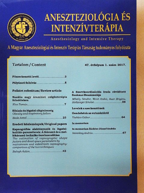 Barankay András - Aneszteziológia és intenzív terápia 2017/1. [antikvár]