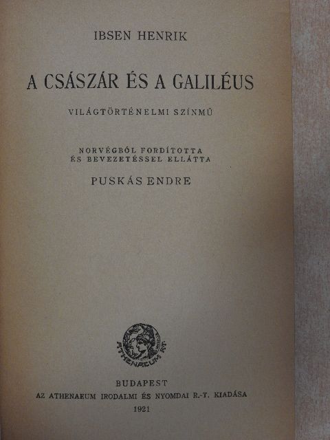 Ibsen Henrik - A császár és a Galiléus [antikvár]