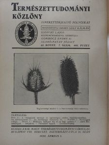 Dr. Degen Árpád - Természettudományi Közlöny 1929. április 1. [antikvár]
