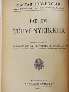1933. évi törvénycikkek [antikvár]
