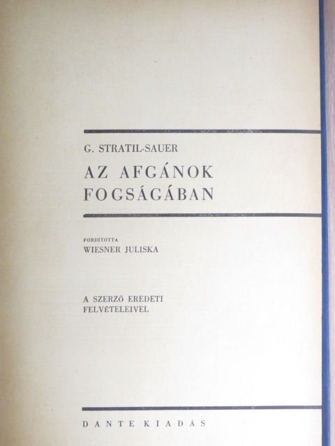 G. Stratil-Sauer - Az afgánok fogságában [antikvár]