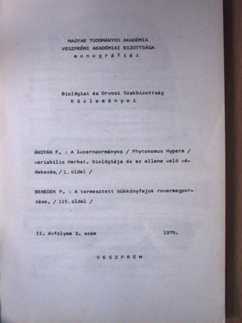 Dr. Angyán Ferenc - Biológiai és Orvosi Szakbizottság Közleményei 1. [antikvár]