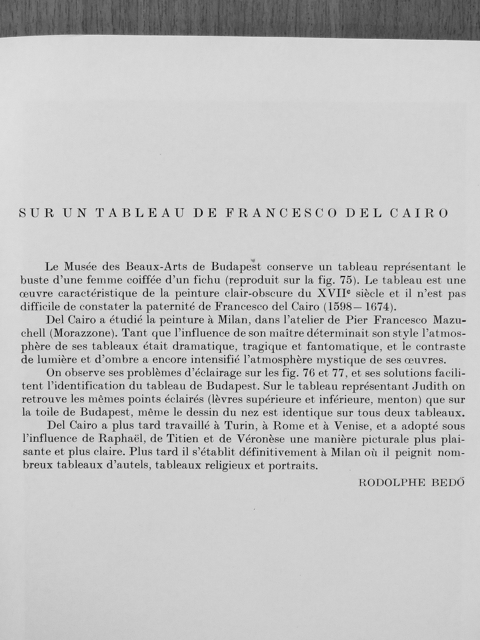 Bedő Rudolf - Francesco del Cairo egy képéről [antikvár]