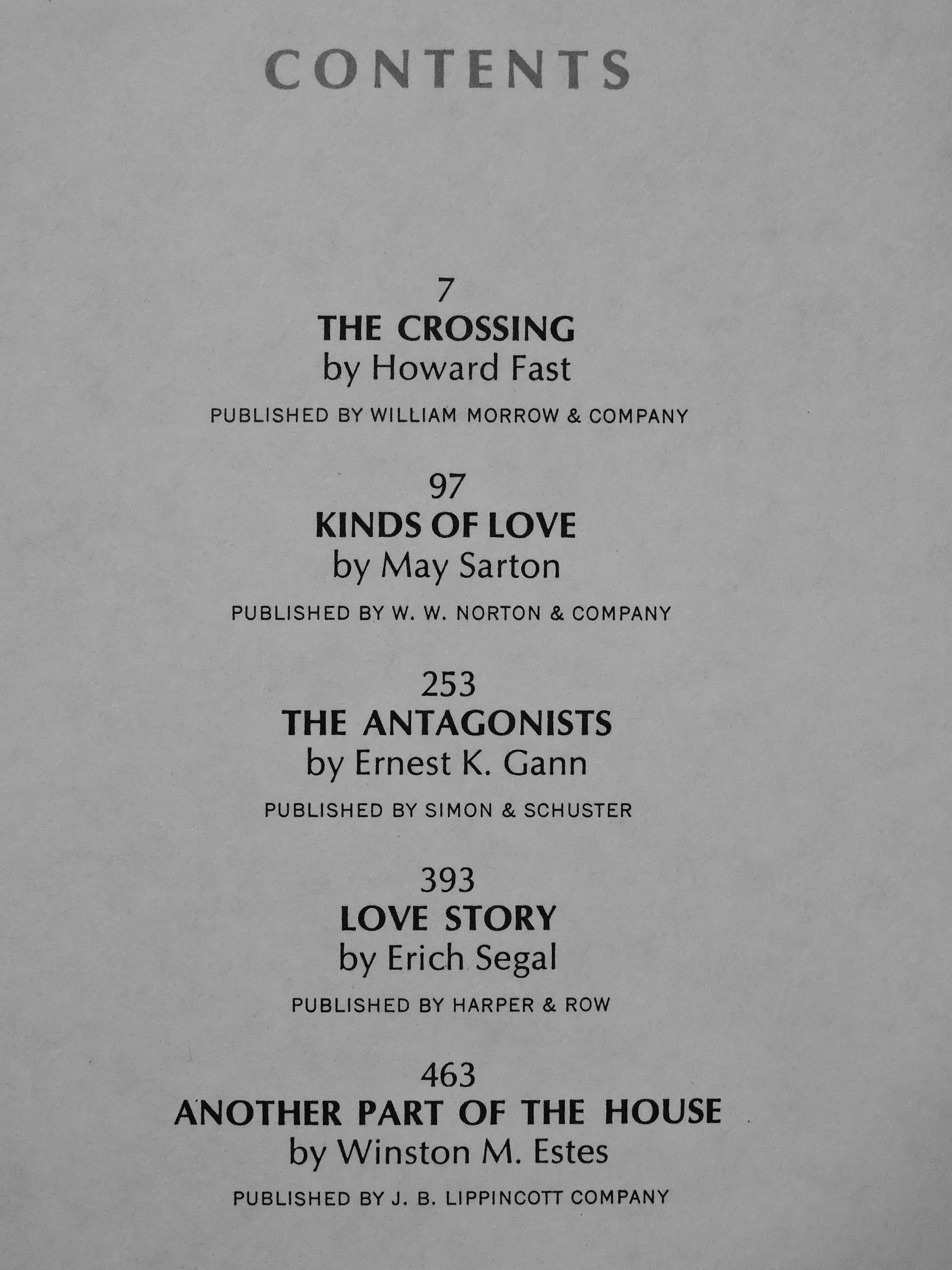 Erich Segal - The crossing/Kinds of Love/The Antagonists/Love Story/Another part of the house [antikvár]