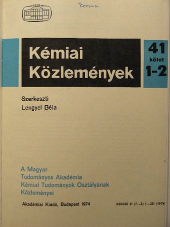 Bérces Tibor - Kémiai Közlemények 1974/1-4. [antikvár]