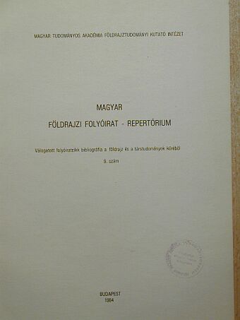 Magyar földrajzi folyóirat - Repertórium [antikvár]