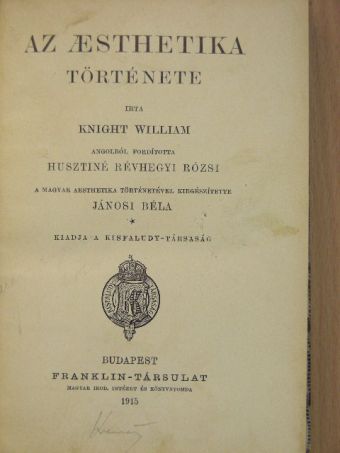 Knight William - Az aesthetika története [antikvár]