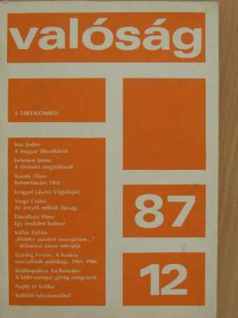 Dávidházi Péter - Valóság 1987. december [antikvár]