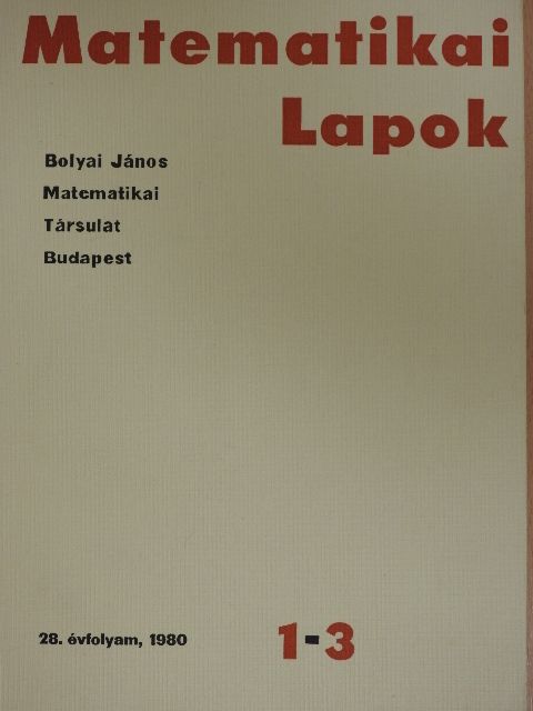 Alexits György - Matematikai Lapok 1980/1-3. [antikvár]