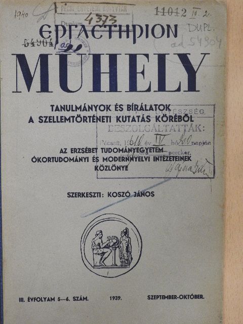 Gulyás Pál - Ergasterion Műhely 1939. szeptember-október [antikvár]