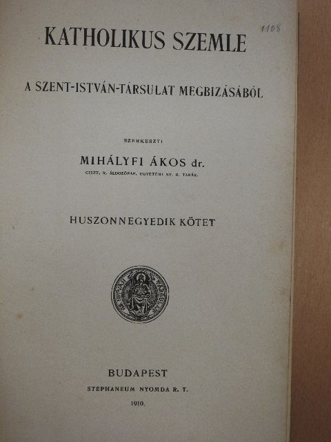 B. J. - Katholikus szemle 1910. január-december  [antikvár]
