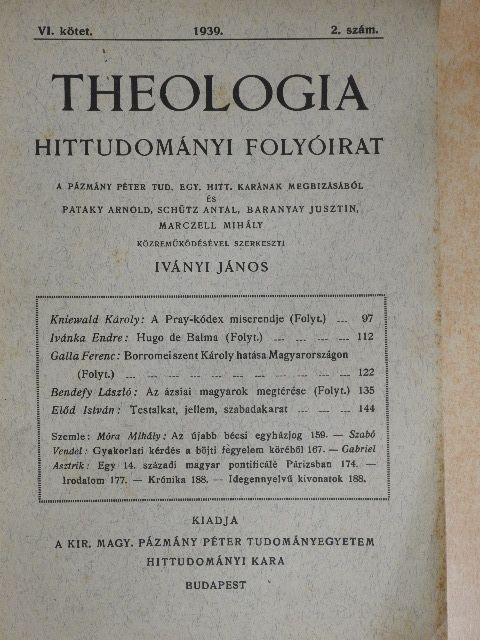 Bendefy László - Theologia 1939/2. [antikvár]