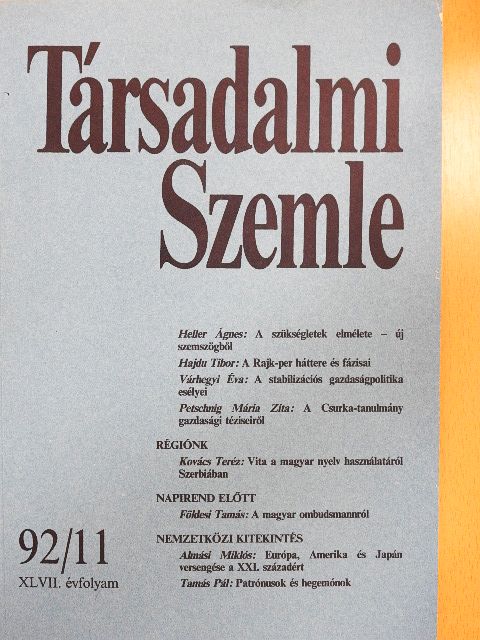 Almási Miklós - Társadalmi Szemle 1992. november [antikvár]