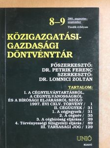 Közigazgatási-gazdasági döntvénytár 2001. augusztus-szeptember [antikvár]