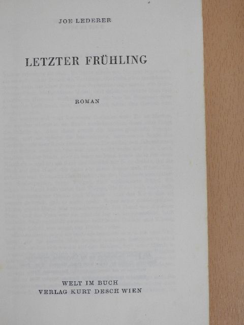Joe Lederer - Letzter Frühling [antikvár]