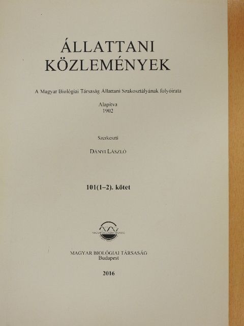 Novák János - Állattani Közlemények 101/1-2. [antikvár]