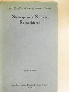 Samuel Butler - Shakespeare's Sonnets Reconsidered [antikvár]