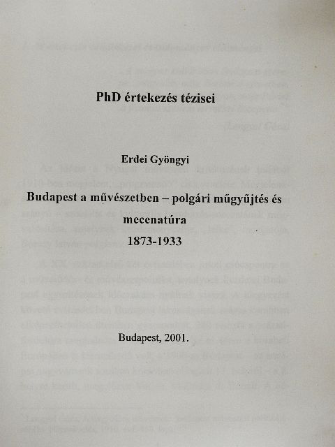 Erdei Gyöngyi - Budapest a művészetben [antikvár]