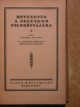 Riehl Alajos - Bevezetés a jelenkor filozófiájába [antikvár]