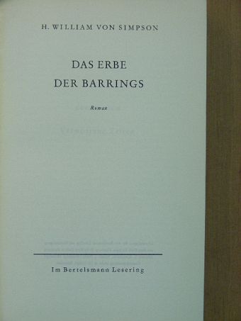 H. William v. Simpson - Das Erbe der Barrings [antikvár]