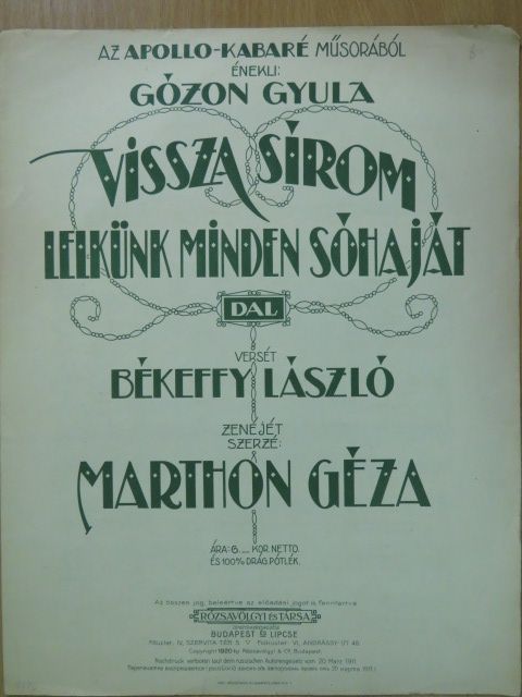Békeffy László - Vissza sírom lelkünk minden sóhaját [antikvár]