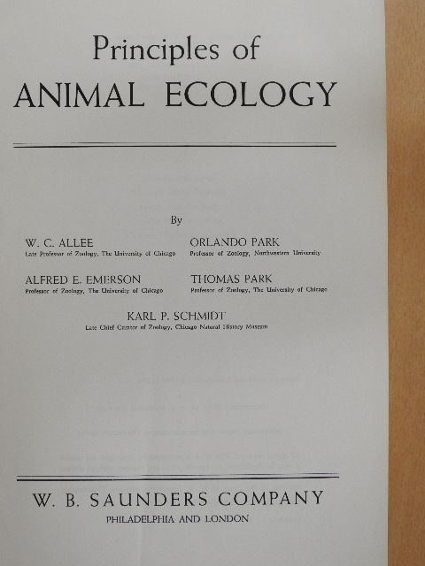 Alfred E. Emerson - Principles of Animal Ecology [antikvár]