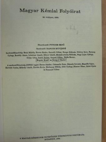 Magyar Kémiai Folyóirat 1990. január-december [antikvár]