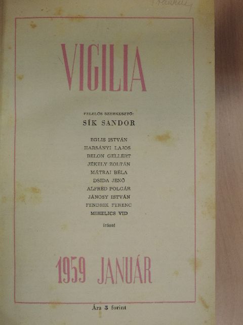 Belon Gellért - Vigilia 1959. január-december [antikvár]