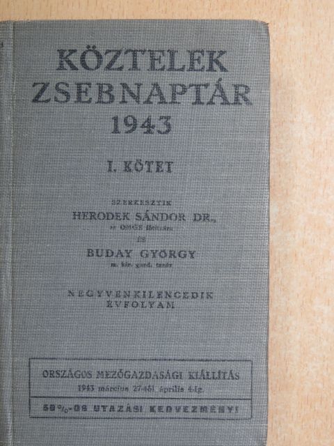 Kund Ede - Köztelek Zsebnaptár 1943/I. (töredék) [antikvár]