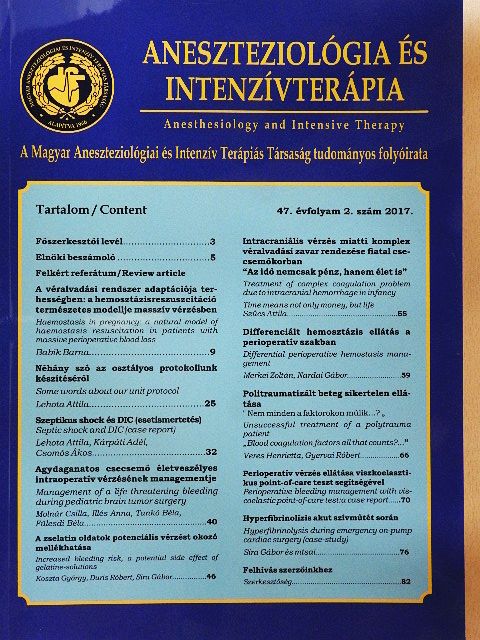 Babik Barna - Aneszteziológia és intenzív terápia 2017/2. [antikvár]