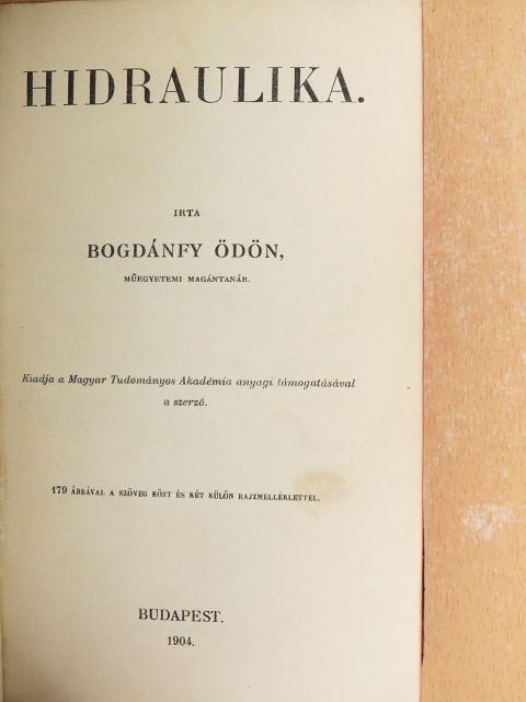 Bogdánfy Ödön - Hidraulika [antikvár]