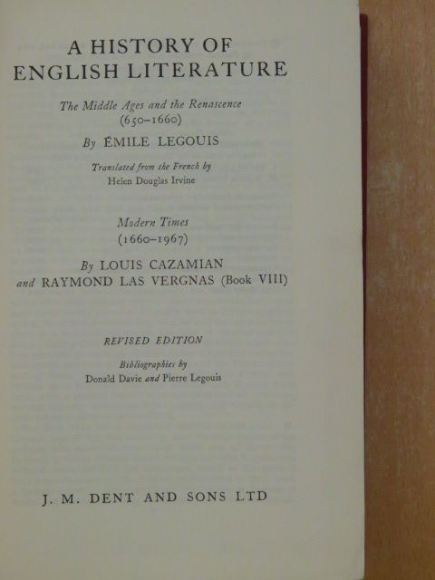 Donald Davie - A History of English Literature [antikvár]