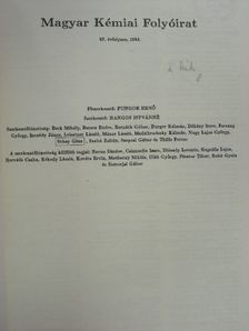 Magyar Kémiai Folyóirat 1991. január-december [antikvár]