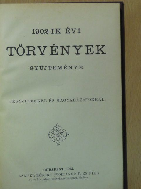 1902-ik évi törvények gyüjteménye [antikvár]