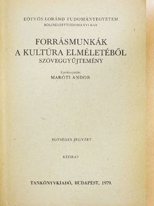 Ortega y Gasset - Forrásmunkák a kultúra elméletéből [antikvár]