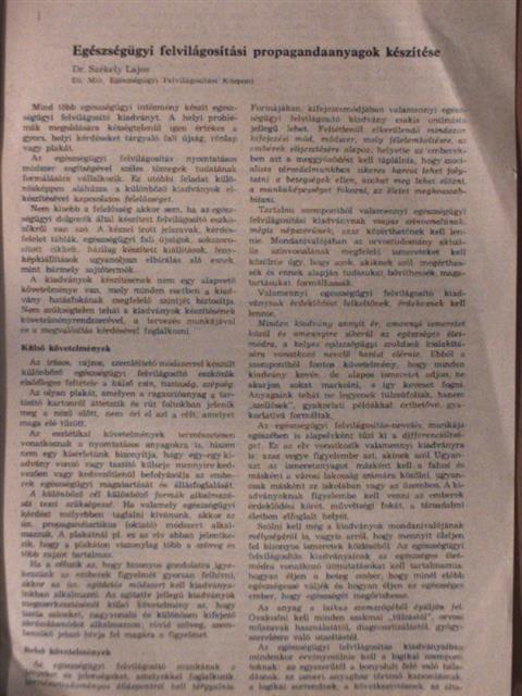 Dr. Székely Lajos - Egészségügyi felvilágosítási propagandaanyagok készítése [antikvár]