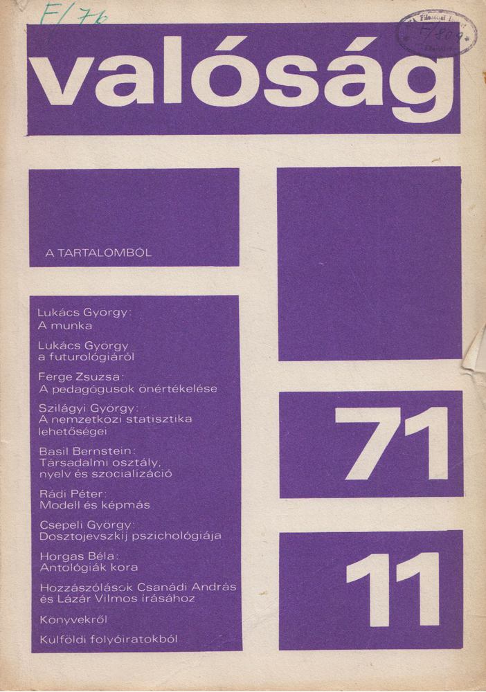 Kőrösi József - Valóság 1971/11 [antikvár]