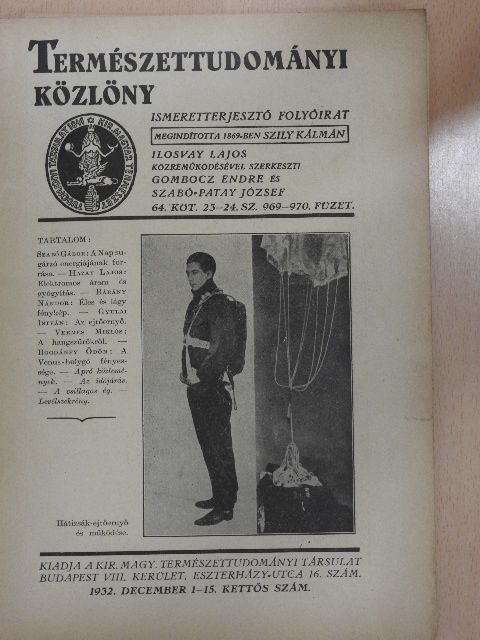 Bárány Nándor - Természettudományi Közlöny 1932. december 1-15. [antikvár]