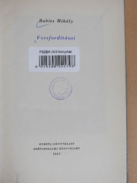 Anakreon - Babits Mihály versfordításai [antikvár]