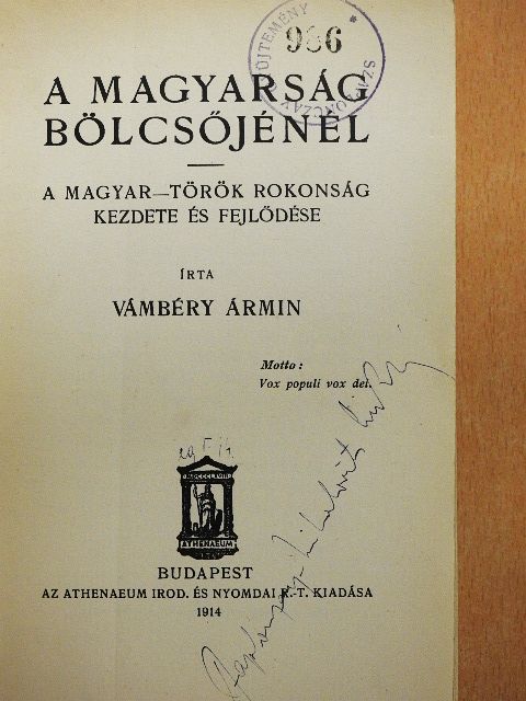 Vámbéry Ármin - A magyarság bölcsőjénél [antikvár]