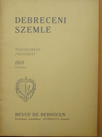 Bartha Károly - Debreceni Szemle 1934. november [antikvár]