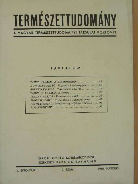 Frenyó Vilmos - Természettudomány 1948. március [antikvár]