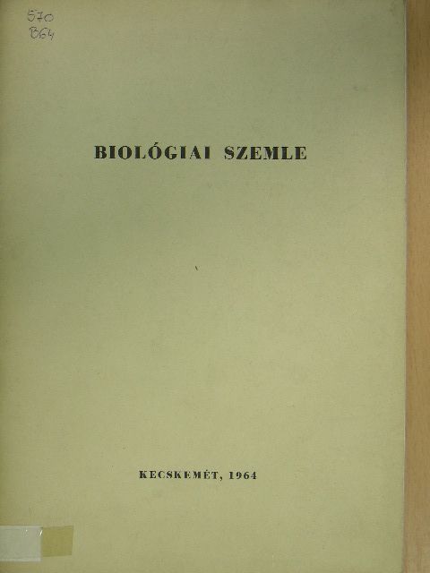 Dr. Demeczky Mihály - Biológiai szemle [antikvár]