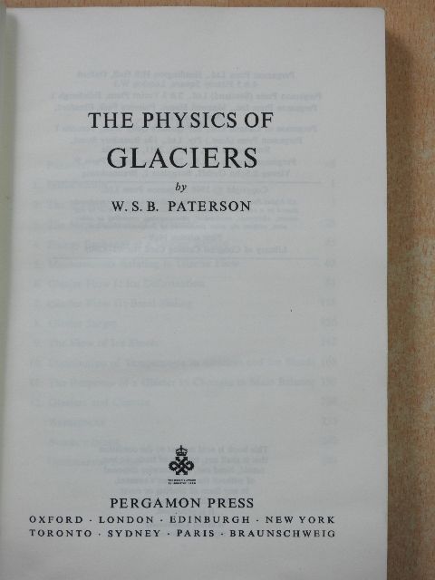 W. S. B. Paterson - The Physics of Glaciers [antikvár]