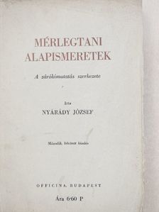 Nyárády József - Mérlegtani alapismeretek [antikvár]