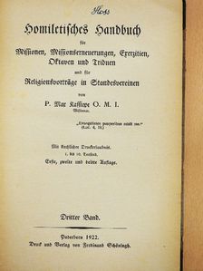 P. Max Kassiepe O. M. I. - Homiletisches Handbuch III. (gótbetűs) [antikvár]