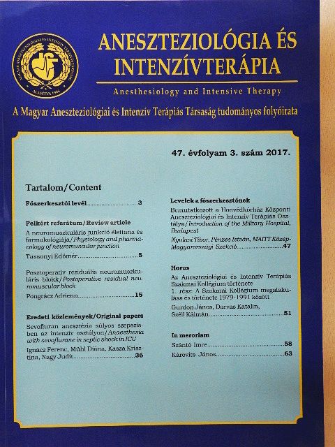 Károvits János - Aneszteziológia és intenzív terápia 2017/3. [antikvár]