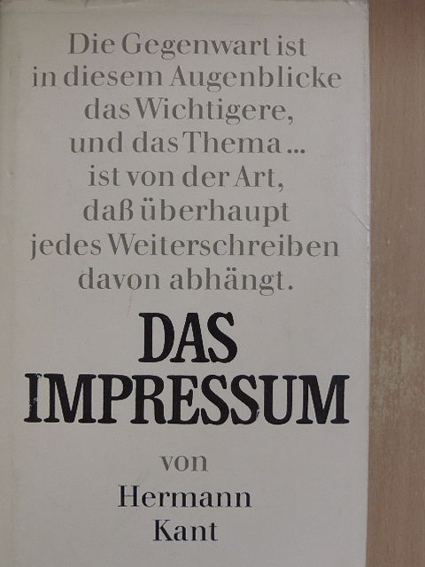 Hermann Kant - Das Impressum [antikvár]