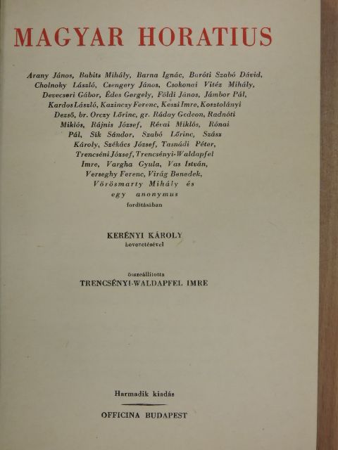 Q. Horatii Flacci - Magyar Horatius/Horatius Noster [antikvár]